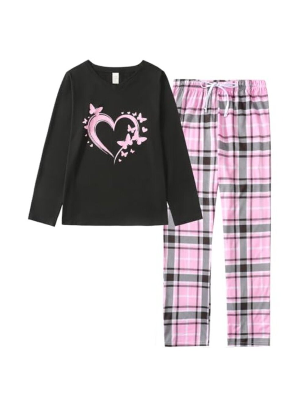 Women's Cute Panda Striped Long Sleeve Pajama Set Soft Polyester Sleepwear